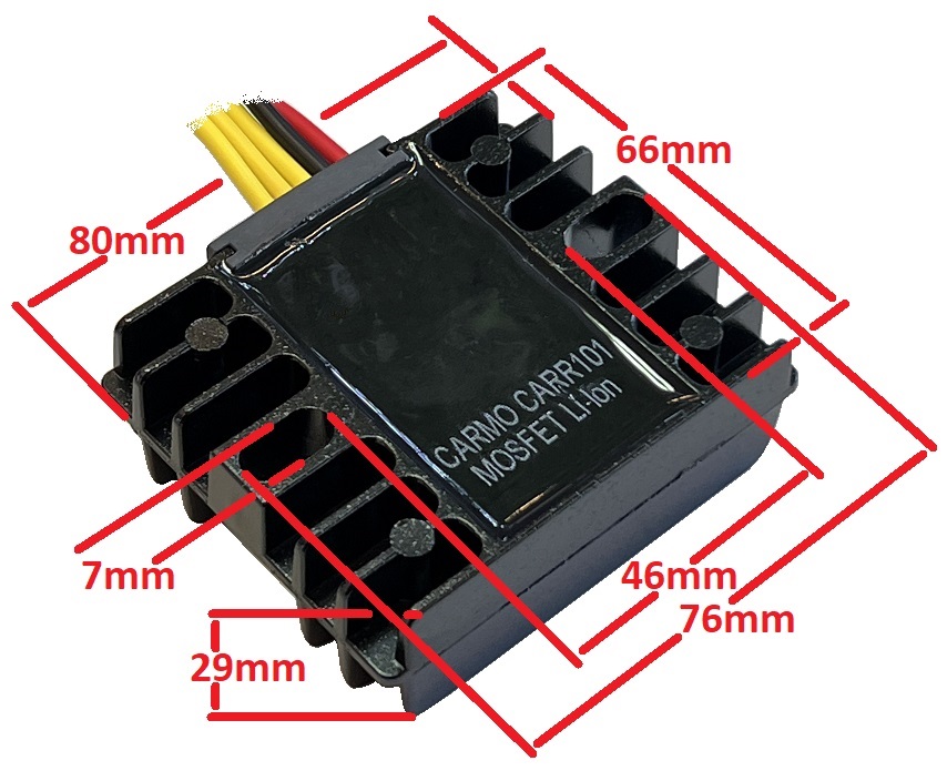 CARR101 Lithium-Ion - LiFePO4 LFP - LiFePO4 LFP Suzuki DR GS spanningsregelaar gelijkrichter rectifier dimentions