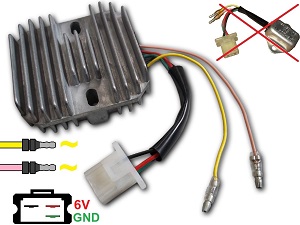 CARR681 SH223 Honda XL250S GN400 CB125s XL125s XL185s 6V Regulador de voltaje rectificador