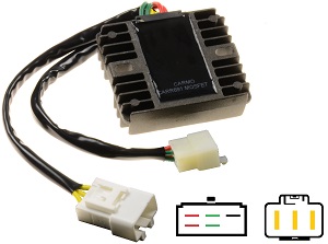CARR691 Honda CBR600 CBR900 VFR800 VTR1000 CBR1100XX VTX1800 MOSFET Rectificador de regulador de voltaje Lithium Ion CARR691 Honda CBR600 CBR900 VFR800 VTR1000 CBR1100XX VTX1800 MOSFET Rectificador de regulador de voltaje Lithium Ion