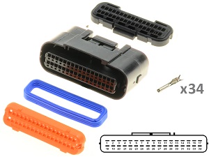 Kawasaki Suzuki Yamaha 34 polos ECU CDI ECM conjunto de conectores de motocicleta Kawasaki Suzuki Yamaha 34 polos ECU CDI ECM conjunto de conectores de motocicleta