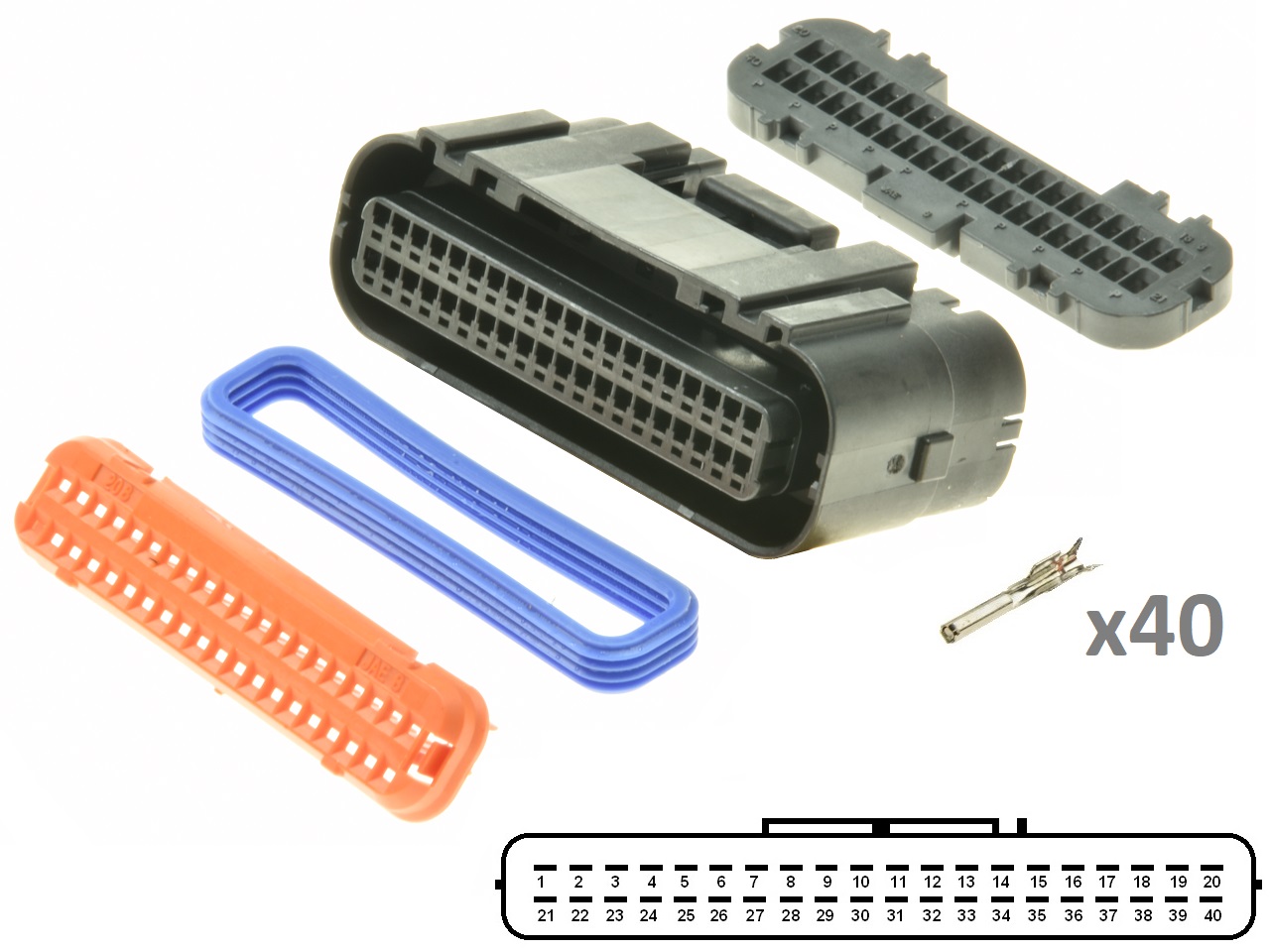 Kawasaki Suzuki Yamaha 40 polos ECU CDI ECM conjunto de conectores de motocicleta Kawasaki Suzuki Yamaha 40 polos ECU CDI ECM conjunto de conectores de motocicleta