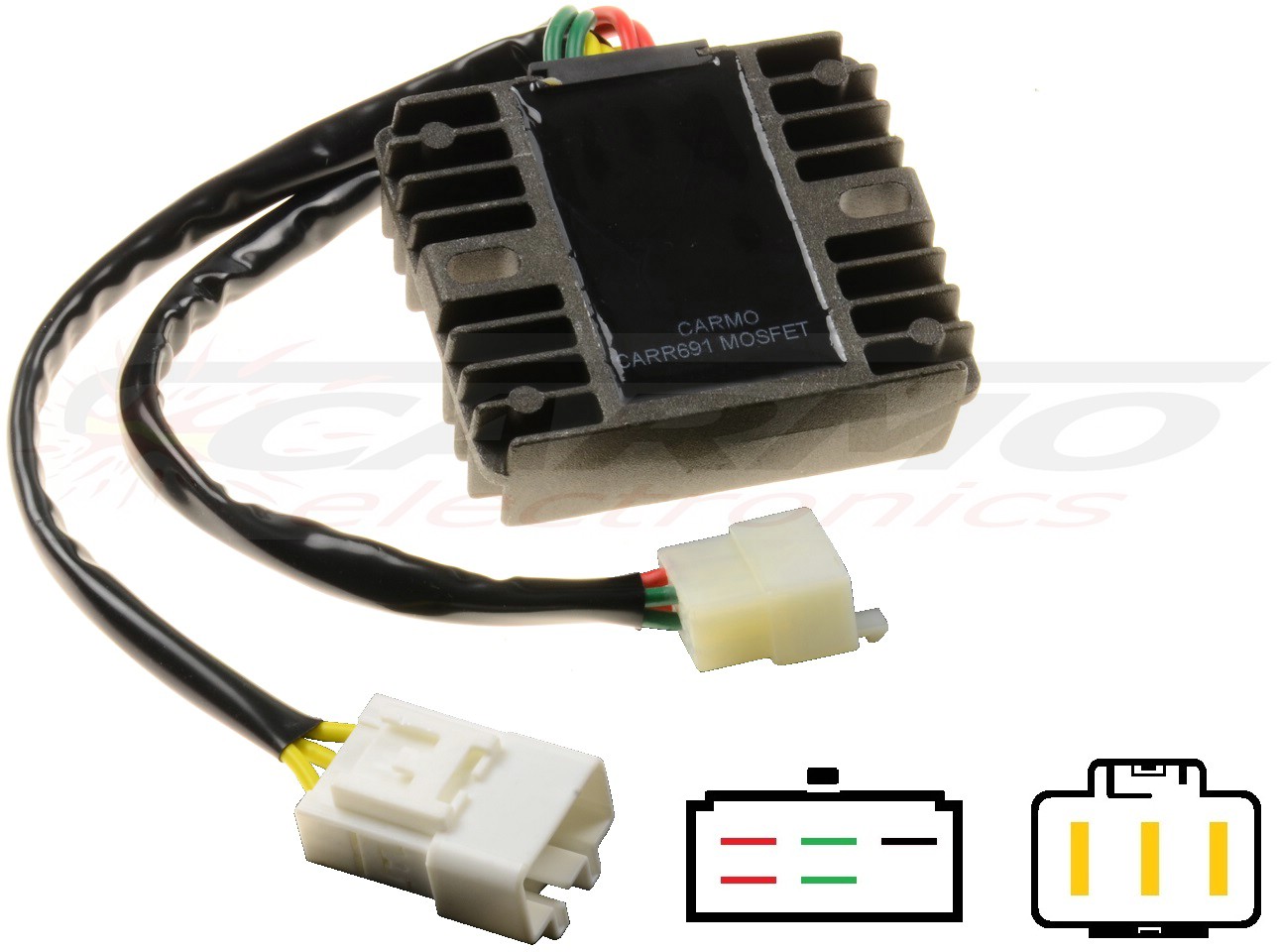 CARR691 Honda CBR600 CBR900 VFR800 VTR1000 CBR1100XX VTX1800 MOSFET Rectificador de regulador de voltaje Lithium Ion - Haga click en la imagen para cerrar