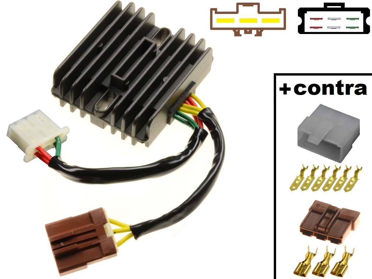 CARR971 - Aprilia RSV1000 Mille Tuono Caponord Futura SL1000 Falco MOSFET Rectificador de regulador de voltaje + contraconectores - Haga click en la imagen para cerrar