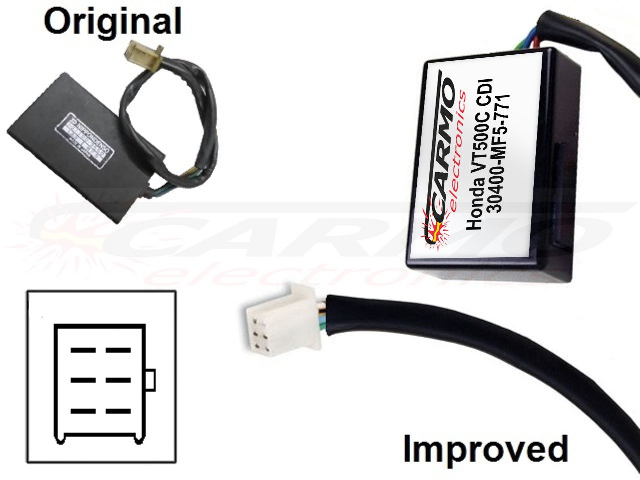 Honda VT500 V30 Shadow TCI CDI unidad de control (MF5, 131100-355) - Haga click en la imagen para cerrar
