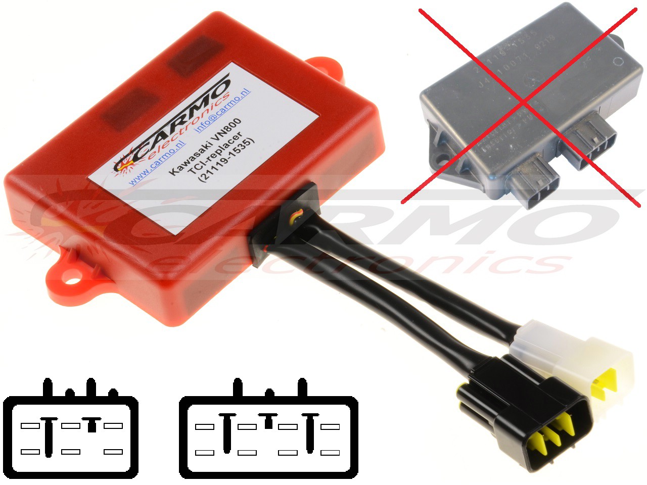 Kawasaki VN800 Drifter improved Unidad De Control Del Motor ECU CDI (21119-1535, J4T10071) - Haga click en la imagen para cerrar