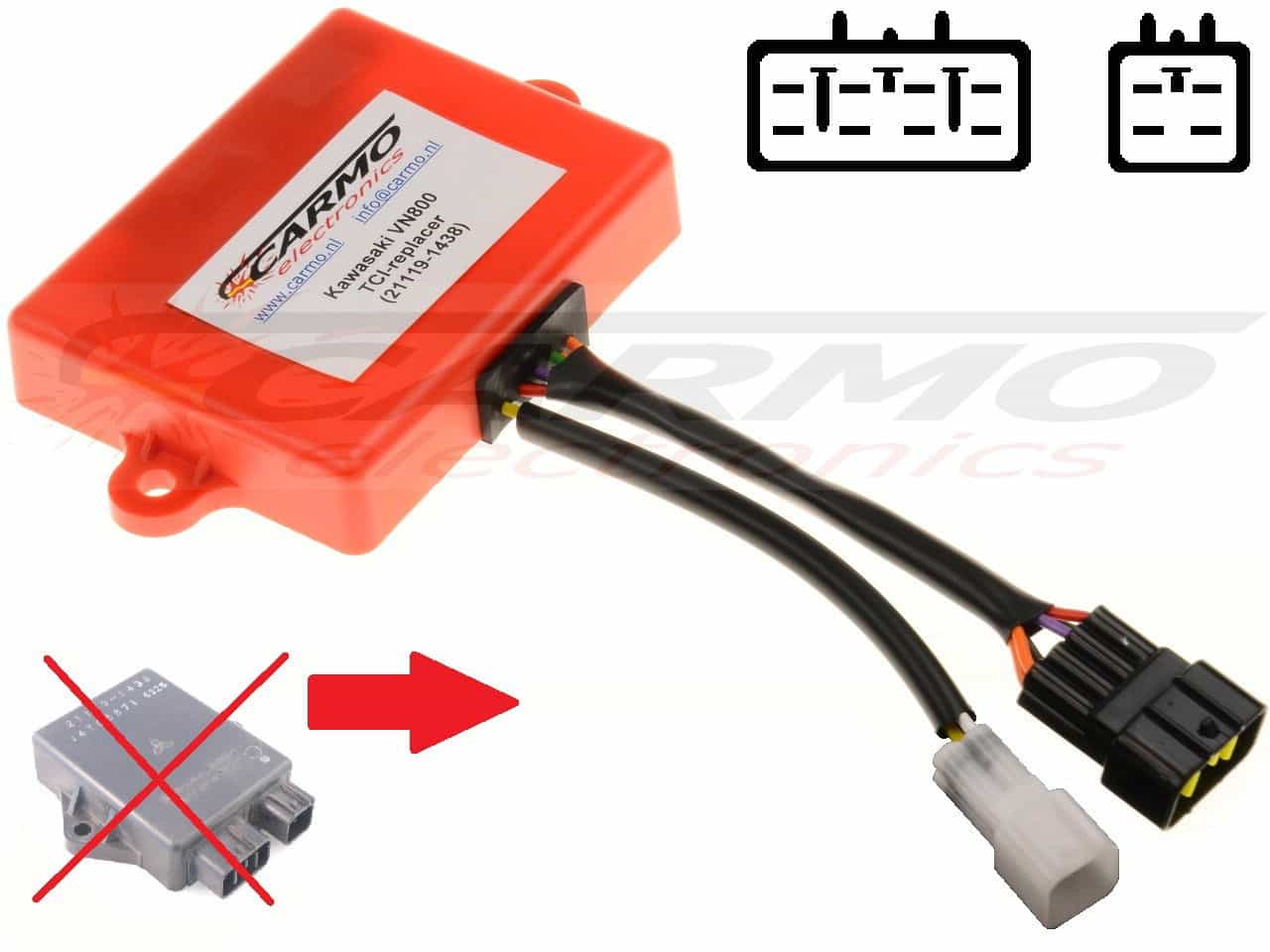 Kawasaki VN800 improved CDI TCI Unit Ignition Module 21119-1438 - Haga click en la imagen para cerrar