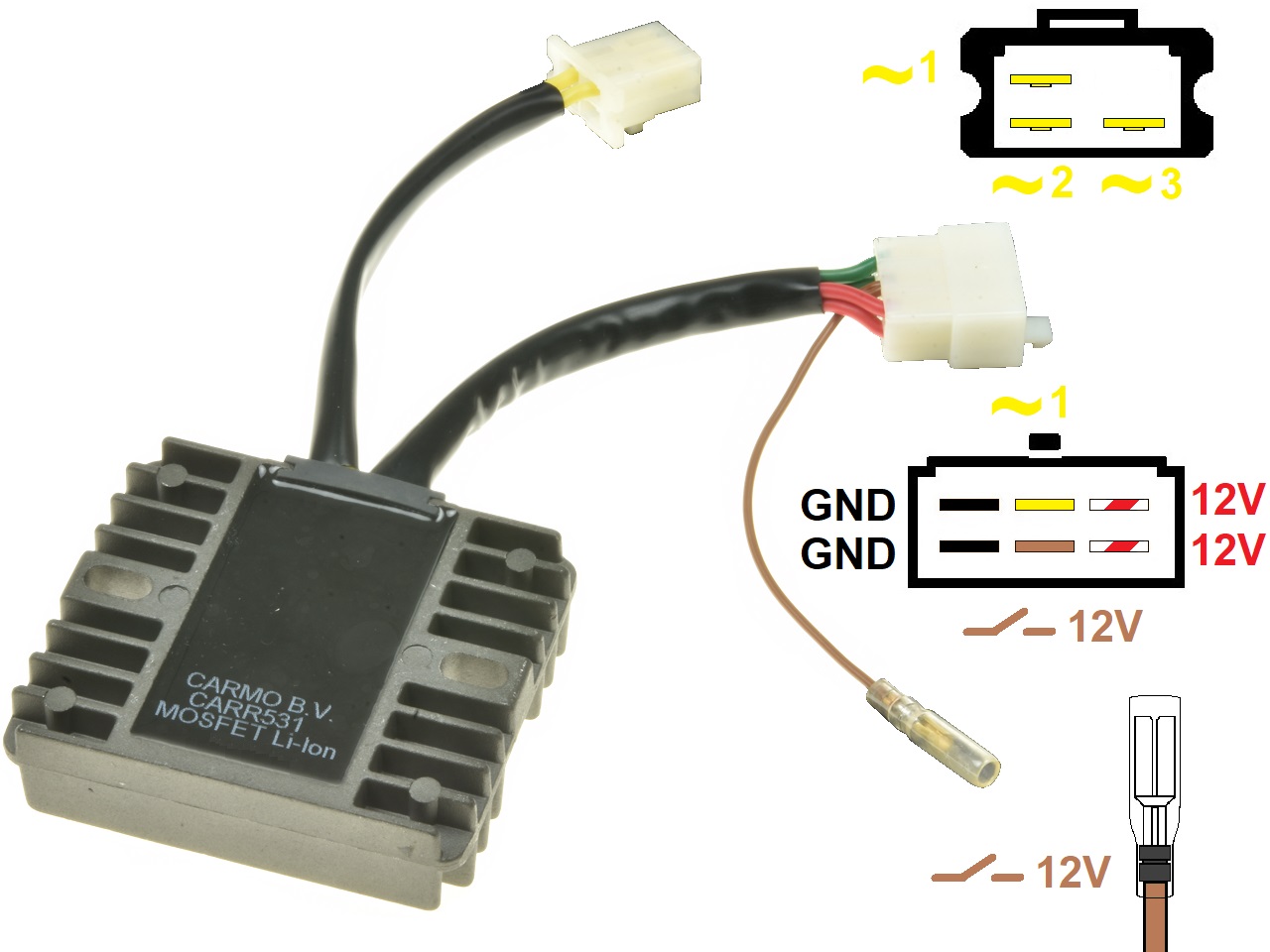 CARR531-Z1300-A4-A5 Kawasaki Z1300 KZ1300 A4 MOSFET Rectificador de regulador de voltaje (SH541-12) - Haga click en la imagen para cerrar