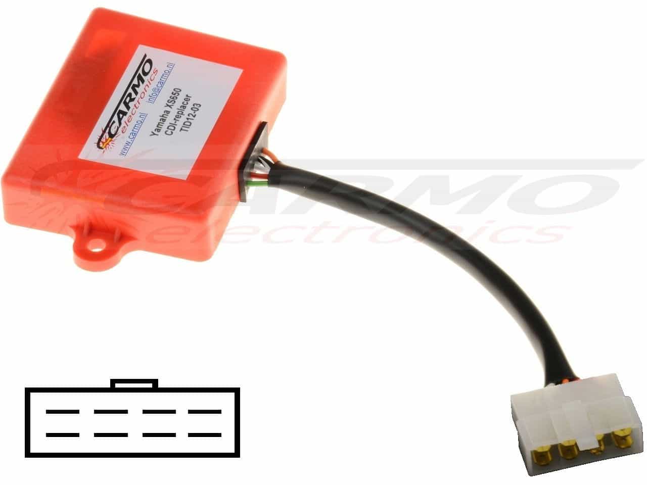 Yamaha XS650 TCI CDI unidad de control TID12-03 (8 pins connector) - Haga click en la imagen para cerrar